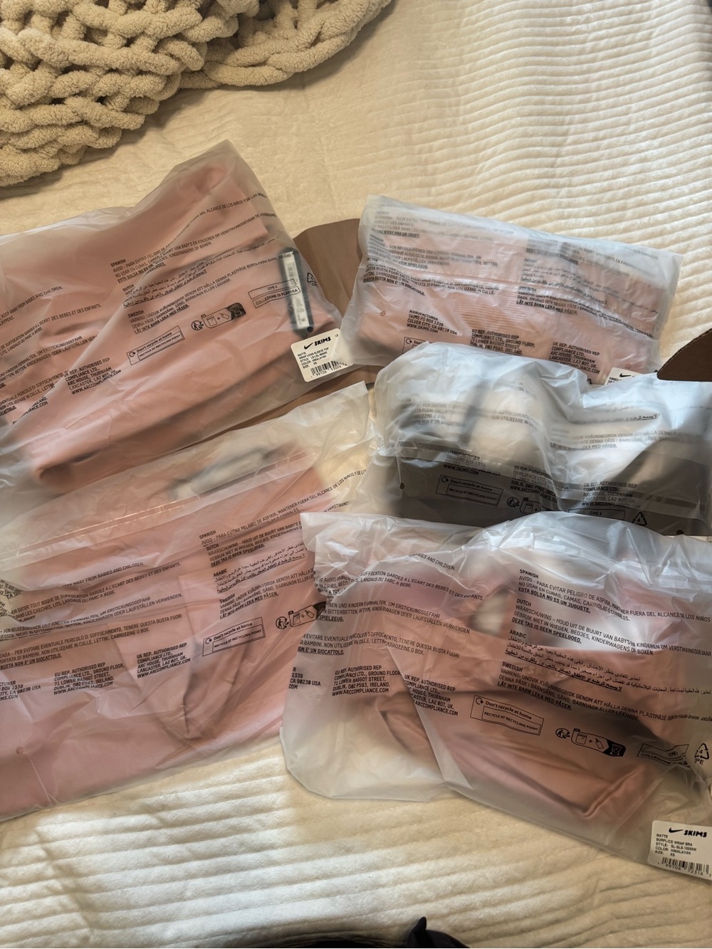 Women XS SKIMS Brand New 5 piece set Brown, Beige, Taupe